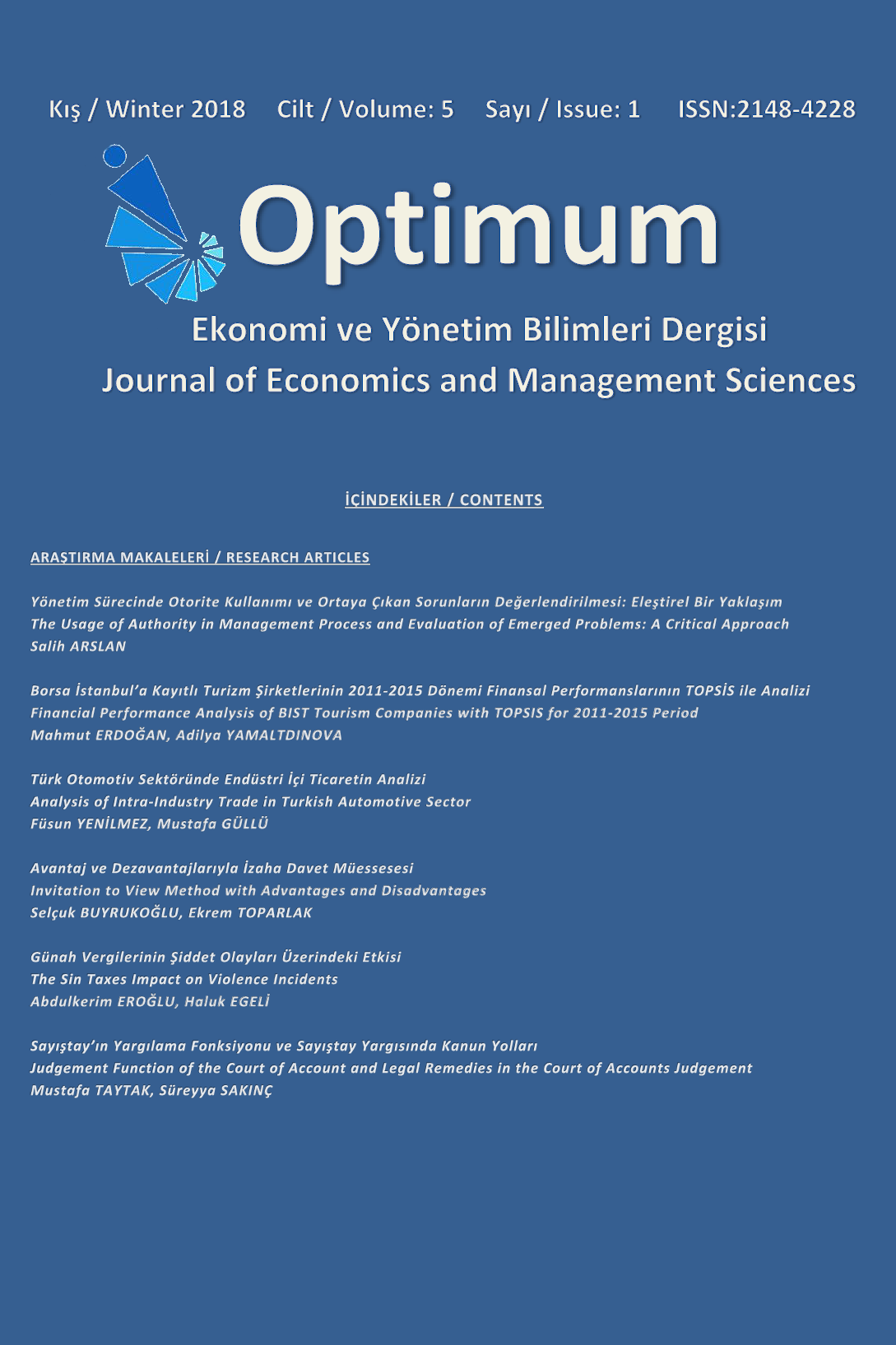 Optimum Ekonomi ve Yönetim Bilimleri Dergisi